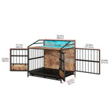 Maliacife Dog Crate Furniture with Led Lights,Heavy Duty Wooden Dog Kennel with Double Doors,Dog House Indoor for Small Medium Dogs,End Table with Shelves,Black and Brown(34.65" L×24.02W×31.5" H) Maliacife