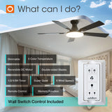 addlon Ceiling Fans with Lights, 52 inch Flush Mount Ceiling fan with Remote Control, Wall Remote, Reversible, 5CCT, Dimmable, Noiseless DC Motor, Black Low Profile Ceiling Fan for Bedroom, Farmhouse addlon