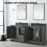 Vanity Art 72 Inch Double Sink Bathroom Vanity with Ceramic Sink and Stone Top | Undermount Rectangular Cabinet with Soft Closing Doors, Dovetailed Drawers, No Mirror VA5072-DVG Vanity Art