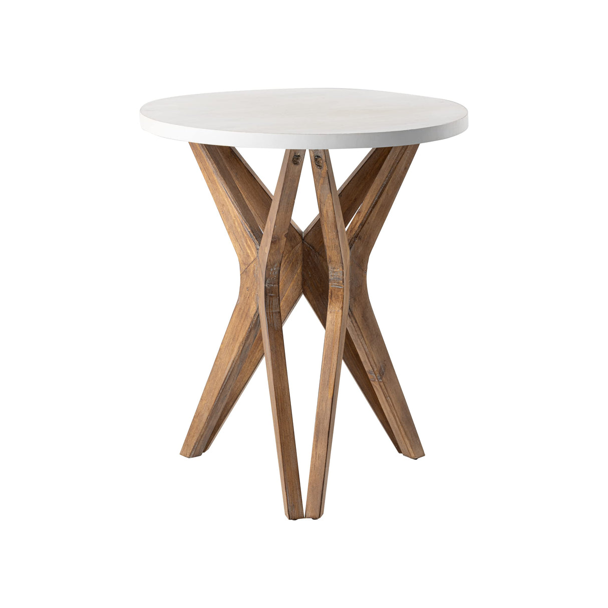 LONYKE Pedestal Farmhouse End Table, Distressed Top with Tripod Base Bedside Table for Living Room, Modern, Boho Decor, Round (1 Pack, White & Walnut) LONYKE