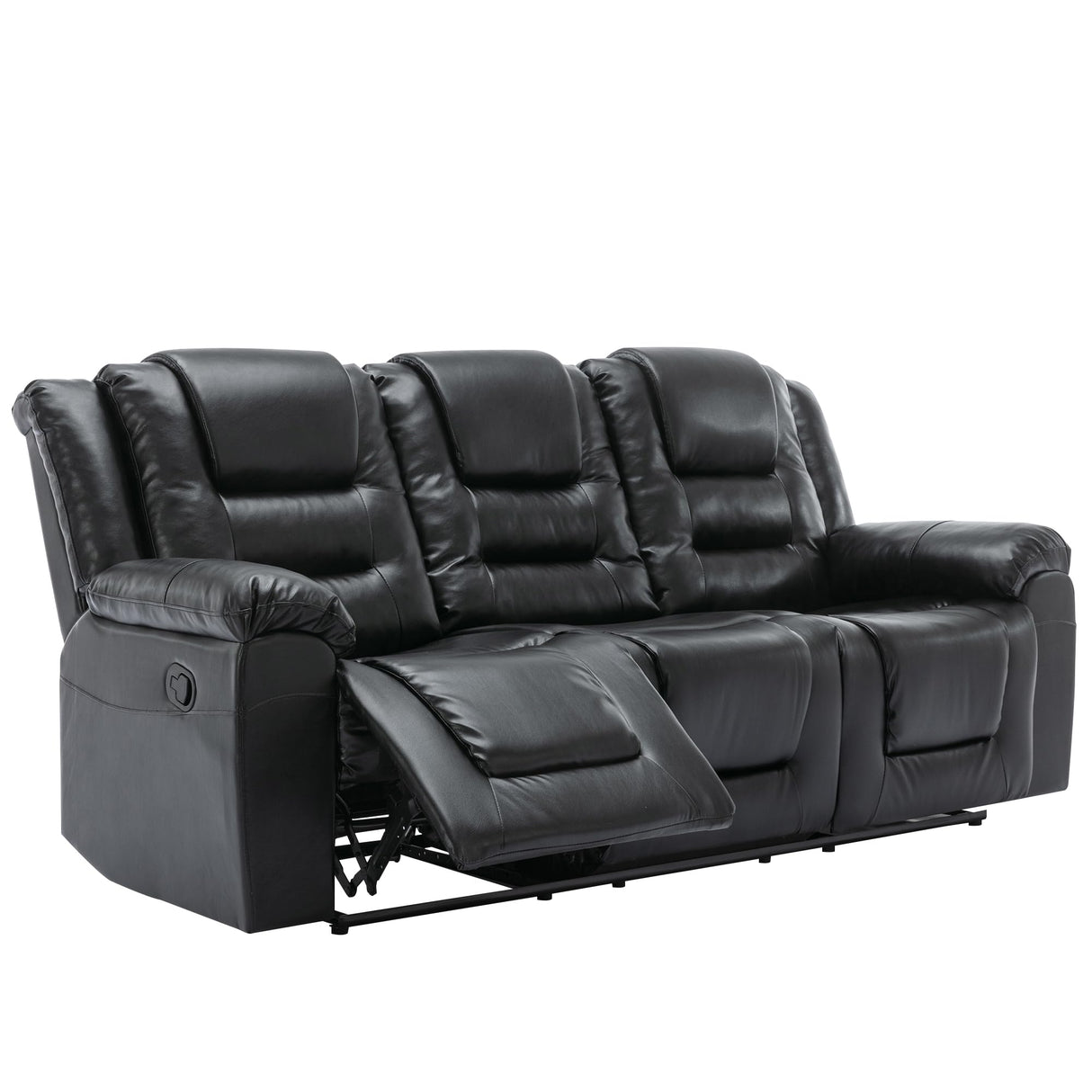 3 Seater Home Theater Recliner Manual Recliner Chair with Two Built in Cup Holders for Living Room,Bedroom, Black Generic