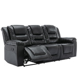 3 Seater Home Theater Recliner Manual Recliner Chair with Two Built in Cup Holders for Living Room,Bedroom, Black Generic