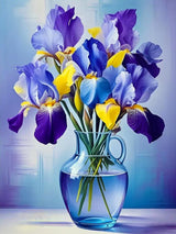 PINFFSHU Flowers Diamond Art Kits for Adults, Stunning Iris Bouquet in Glass Vase Diamond Painting Kits with Full Drill,5D Diamond Painting DIY Gem Art and Crafts for Home Wall Decor Gifts12x16 inch PINFFSHU