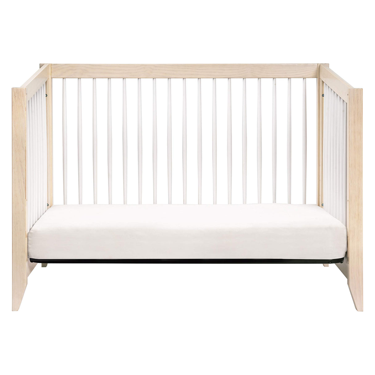 Babyletto Sprout 4-in-1 Convertible Crib with Toddler Bed Conversion Kit in Washed Natural and White, Greenguard Gold Certified babyletto