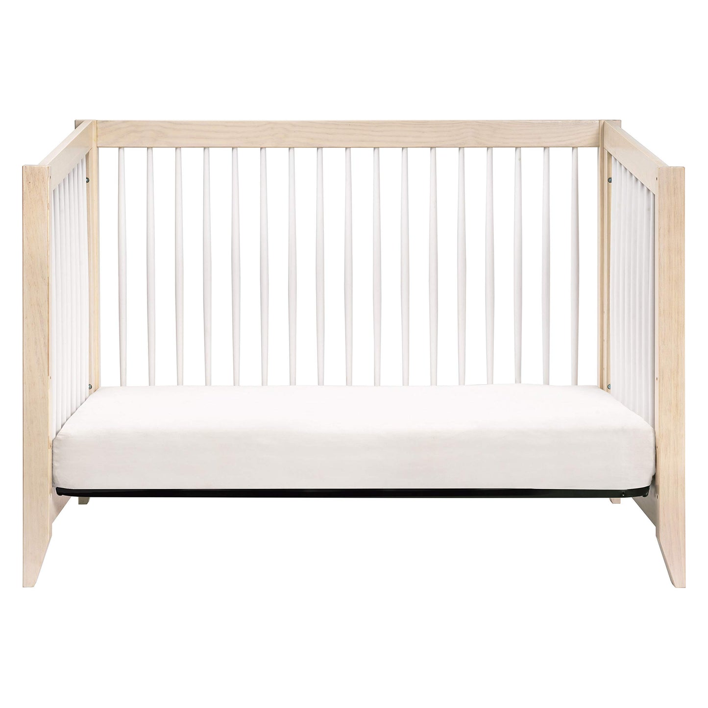 Babyletto Sprout 4-in-1 Convertible Crib with Toddler Bed Conversion Kit in Washed Natural and White, Greenguard Gold Certified