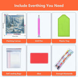 Axquilon Diamond Art Kits for Adults - Winter Diamond Painting Kits for Adults Beginner, DIY 5D Full Drill Landscape Gem Art for Home Wall Decor 14x14 inch Axquilon