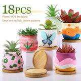 Remerry 6 Pcs 3.5 Inch DIY Ceramic Succulent Pots for Painting Figurines Paint Craft Kit Unpainted Ceramic Bisque Paintable Flowerpots with Drainage Hole Ready to Paint Remerry