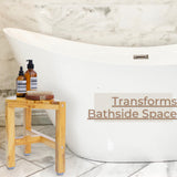 TEAKAURA Teak Shower Stool, Teak Shower Bench, 12'' Shower Foot Rest for Shaving Legs, Waterproof Teak Corner Shower Bench, Organizer Teak Stool, Corner Seat for Bathroom Livingroom TEAKAURA