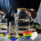 EVECILOO 8 PCS Rainbow Heart Diamond Art Painting Coasters Kits, Pride Month DIY Diamond Coasters with Holder, Gay Pride LGBTQ Coaster for Beginners Adults Art Craft Supplies Gift EVECILOO