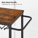 HOOBRO Bar Cart for The Home, 29.5 inches 3-Tier Serving Cart with Wheels, Rolling Kitchen Cart with Wine Rack and Glass Holder for Living Room, Party, Bar, Rustic Brown and Black BF21TC01G1 HOOBRO