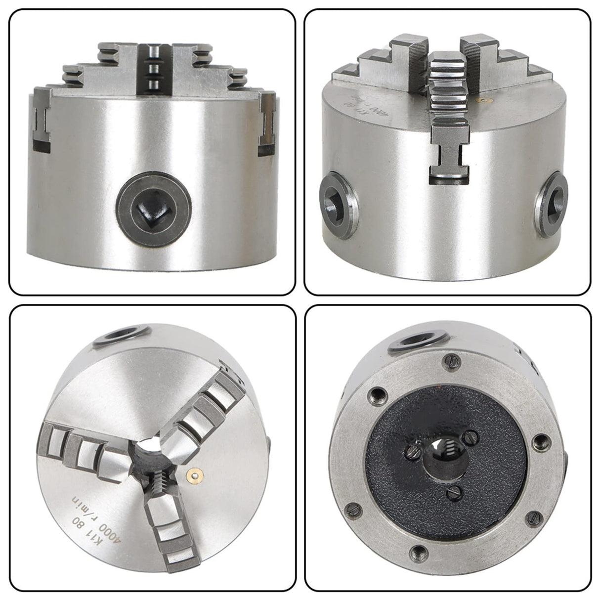 WFLNHB K11-80 3 Inch 3 Jaw Self Centering Lathe Chuck 3" for CNC Drilling Milling Machine Total 2 Set of Jaws WFLNHB