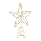 Mud Pie Beaded Star Tree Topper, 13.5" x 10", White, Gold Mud Pie