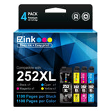 E-Z Ink (Remanufactured Ink Cartridge Replacement for Epson 252XL 252 XL T252XL120 to use with Workforce WF-7110 WF-7720 WF-7710 WF-3620 WF-3640 (1 Large Black, 1 Cyan, 1 Magenta, 1 Yellow) 4 Pack E-Z Ink