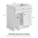 Design House Brookings 30 Inch Bathroom Vanity, Ready to Assemble, Solid Wood, Sherwin Williams® White, 586941 Design House