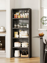 Casaottima 5-Tier Open Bookshelf and Bookcase, Floor Standing Display Storage Shelves for Living Room, Tall Book Shelf for Bedroom, Home Office, Dining Room, Black Casaottima