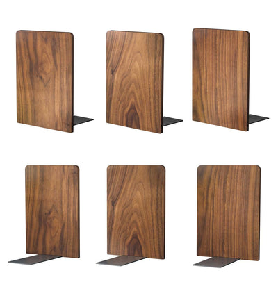 Large Bookend Hold Heavy Books- 7x4x5in 3 Pack Wood Bookends for Heavy Books Heavy Duty Walnut Book Ends for Men Wood Bookends for Office Desk Non-Skid