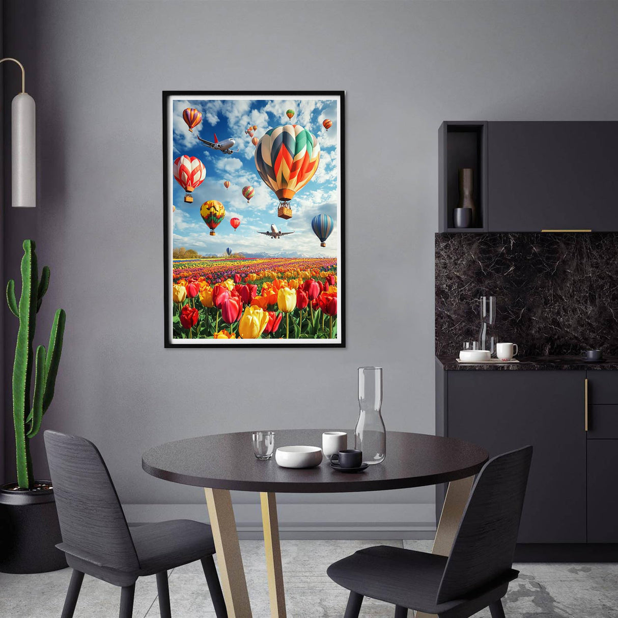 Yomiie 5D Diamond Art Kits for Adults, Airplane Balloon Diamond Painting Art Landscape DIY Full Round Drill Kits, Embroidery Rhinestone Diamond Crystal Craft Canvas Home Wall Decor 12x16 inch Yomiie