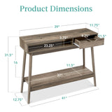 Best Choice Products Mid-Century Modern Console Table, Sofa Table, Accent Furniture for Hallway, Living Room, Entryway Foyer Space-Saving w/Cubby, Drawer, Lower Storage Shelf - Gray Oak Best Choice Products