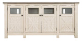 Signature Design by Ashley Bolanburg Two Tone Farmhouse TV Stand, Fits TVs up to 72", 3 Cabinets and Adjustable Storage Shelves, Whitewash Signature Design by Ashley
