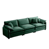 Ball & Cast 115.34" Modular Sectional Sofa Couch, Comfy Corduroy 3 Seat Upholstered Reclining Sofa-Bed w/ 5 Pillows & Removable Back Cushions for Living Room Apartment Office Small Spaces, Green Ball & Cast