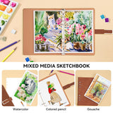 Lightwish Watercolor Sketchbook,100% Cotton Acid Free Watercolor Journal,300gsm/140lb Cold Press Watercolor Paper for Artists,Adults,Students,20 Sheets,9.25 * 6.3 Inches LIGHTWISH