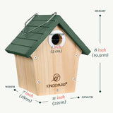 Kingsyard Wooden Bird House with Predator Guard, Wren Bird Nesting for Outdoor, Garden Patio Nest Box for Wild Bird Watching, Green Kingsyard