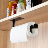 ASTOFLI Paper Towel Holder Under Cabinet, Self Adhesive and Drilling Paper Towel Holder Wall Mount for Kitchen, Black Paper Towel Holder SUS304 Stainless Steel ASTOFLI