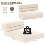 JUIKURY Folding Sofa Bed, Convertible Sleeper Chair with Pilow Foldable Matress, 2 in 1 Pull Out Loveseat Sofa Portable Fold Out Chair Bed Comfy Floor Couch Lounge for Living Room Bedroom, Beige,Full JUIKURY