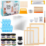 Ecoofor 49pcs All-in-One Screen Printing Kit with, 3 Size Wood Screen Printing Frames, 6 Colors Screen Printing Ink,10 A4 Size Inkjet Transparency Films Ecoofor