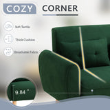 Shintenchi Small Modern Loveseat Couch Sofa, Mid Century Fabric Upholstered 2-Seat Sofa Couch Love Seats Furniture for Small Space,Living Room,Studio,Apartment with 2 Pillows,Green Shintenchi