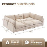 Tbfit Oversized Modular Sectional Sofa, Chenille Cloud Couch Deep Seat, 6-Seater Modular Sofa Couch for Living Room, Beige Tbfit