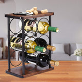 ALLCENER Countertop Wine Rack, Wood Wine Bottle Holder, Perfect for Home Decor & Kitchen Storage Rack, Bar, Cellar, Cabinet, Pantry, etc (Hold 6 Bottles) ALLCENER