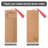 50 Pieces Reading List Bookmark with Tassels, 3 x 8 Inch Personal Libraries Cards 50 Pieces Tassels,Tracker Bookmarks Bookshelf Design Library Card Bookmark Reading Log Bookmark (Brown) KaloTidy