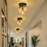 3-Lights Boho Light Fixtures Ceiling Mount, Farmhouse Rattan Chandelier, Hand Woven Cage Shade Semi Flush Mount Ceiling Lights for Bedroom Foyer Entryway Kitchen, Hallway Rattan Light Fixtures Ceiling Stepeak