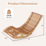 Giantex Acacia Wood Outdoor Rocking Chair, Patio Lounge Chair with Ergonomic Curved & Slatted Seat, High Back, Bottom Stopper, Outside Chaise Lounge, 63”x23.5”x26” Pool Lounger for Porch, Yard (1) Giantex