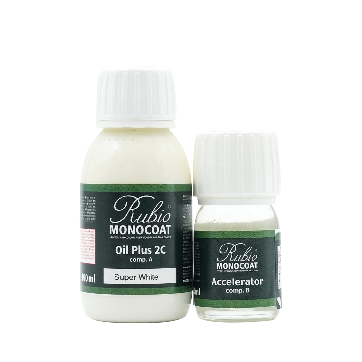 Rubio Monocoat Wood Stain & Finish 65 ft² - Super White | Oil Plus 2C | Quick-Dry, Eco-Friendly Linseed Wood Oil for Indoor Use, Includes Accelerator (Part B) | Protector | 130 ml Rubio Monocoat