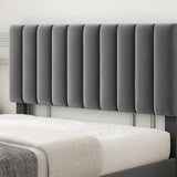 IDEALHOUSE Queen Size Bed Frame with Adjustable Headboard, Velvet Upholstered Platform Bed Frame with Strong Wooden Slats, Non-Slip and Noise-Free, No Box Spring Needed, Easy Assembly, Grey IDEALHOUSE