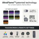 Ameriwood Home Lumina Fireplace TV Stand for TVs up to 48 Inch, Replaceable Electric Fireplace Insert Heater, Remote Control, Timer, Color Changing LED Lights, Crystal Ember Flames, Black Oak Ameriwood Home