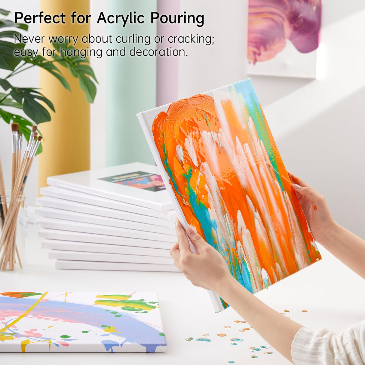 Shuttle Art Stretched Canvas, 12 Pack 11 x 14 Inch Canvases for Painting, 100% Cotton, Primed White, Premium Painting Canvas for Beginners and Artists for Acrylic, Oil, Acrylic Pouring Painting Shuttle Art