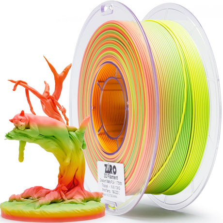 ZIRO 3D Printer Filament, Faster Color Change Filament 1.75mm, Color Gradient Material, No-Shine Rainbow PLA, Dimensional Accuracy +/- 0.03mm, Fit Most FDM Printer 1KG Spool, Tropical (Matte) ZIRO