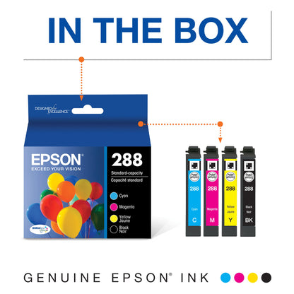 EPSON 288 DURABrite Ultra Ink Standard Capacity Black & Color Cartridge Combo Pack (T288120-BCS) Works with Expression XP-330, XP-430, XP-434, XP-340, XP-440, XP-446