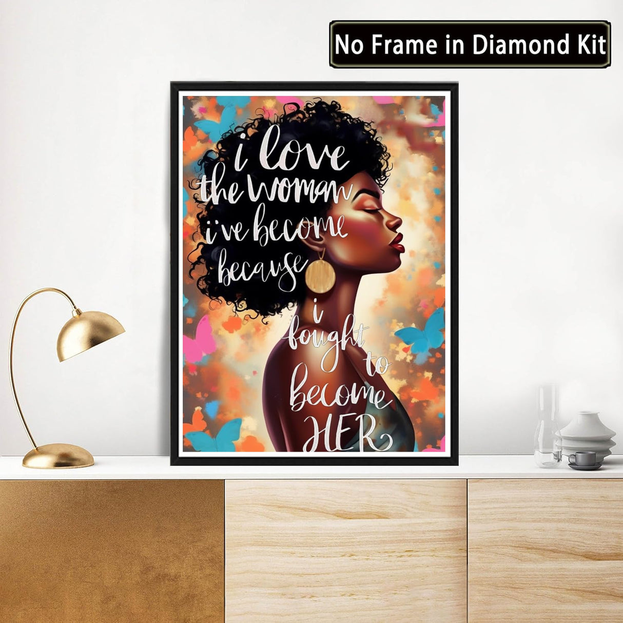 Diamond Art Painting Kit for Adults African American Inspirational Abstract Modern Black Girl Black Women by Number Kits Gem Art Wall Home Decor(Canvas 11.8 x15.8inch) WoodArtSupply