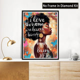 Diamond Art Painting Kit for Adults African American Inspirational Abstract Modern Black Girl Black Women by Number Kits Gem Art Wall Home Decor(Canvas 11.8 x15.8inch) WoodArtSupply