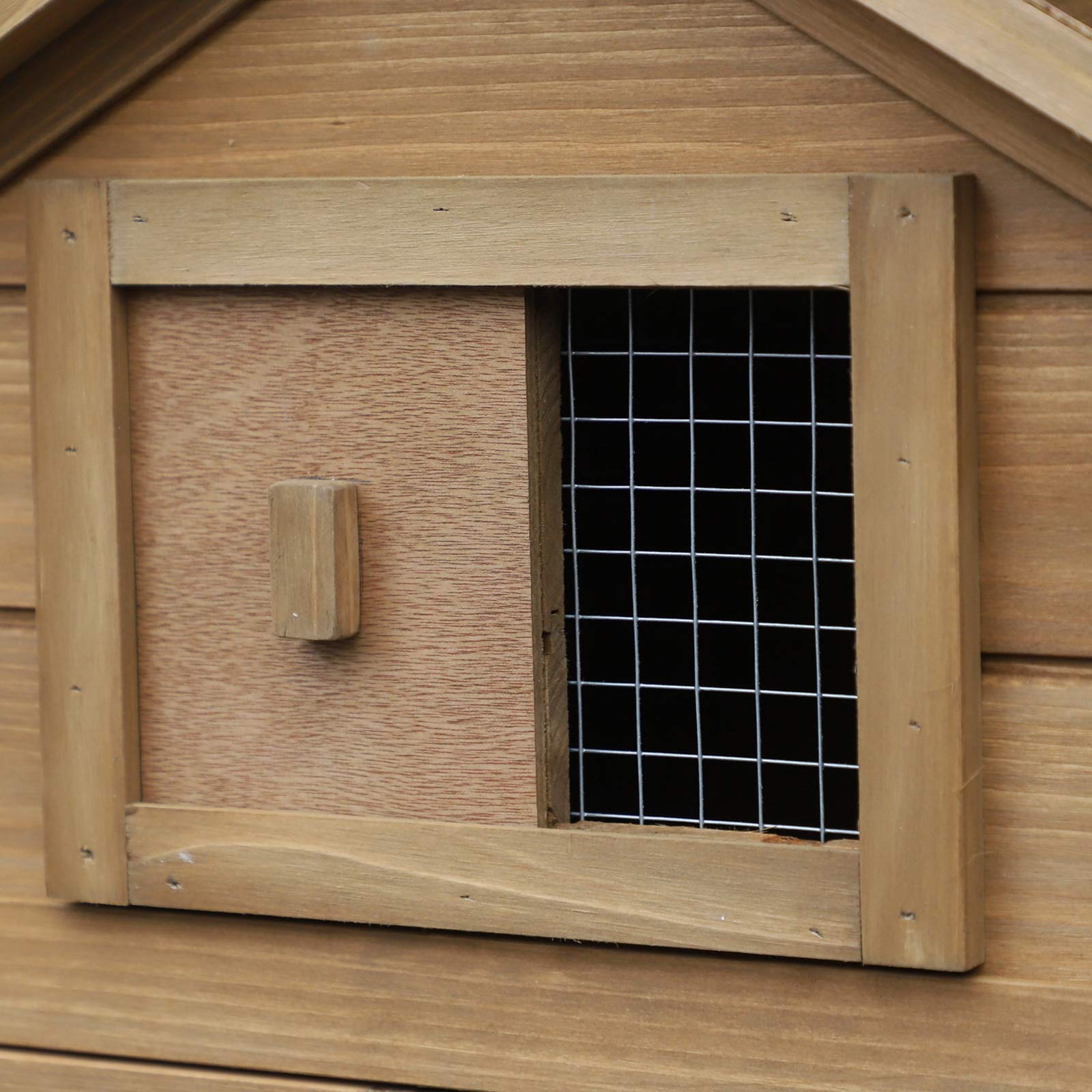 PawHut 59" Small Wooden Chicken coop Hen House Poultry Cage for Outdoor Backyard with 2 Doors, Nesting Box and Removable Tray, Natural Wood - WoodArtSupply