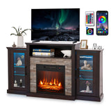 SIMOE Electric Fireplace TV Stand for 65in+ Tv, 19‘’ Fireplace with Mantel, Entertainment Center with 16 Color LED Lights, APP Control & 4 Mode, TV Console for Living Room, Remote Control, Timer SIMOE