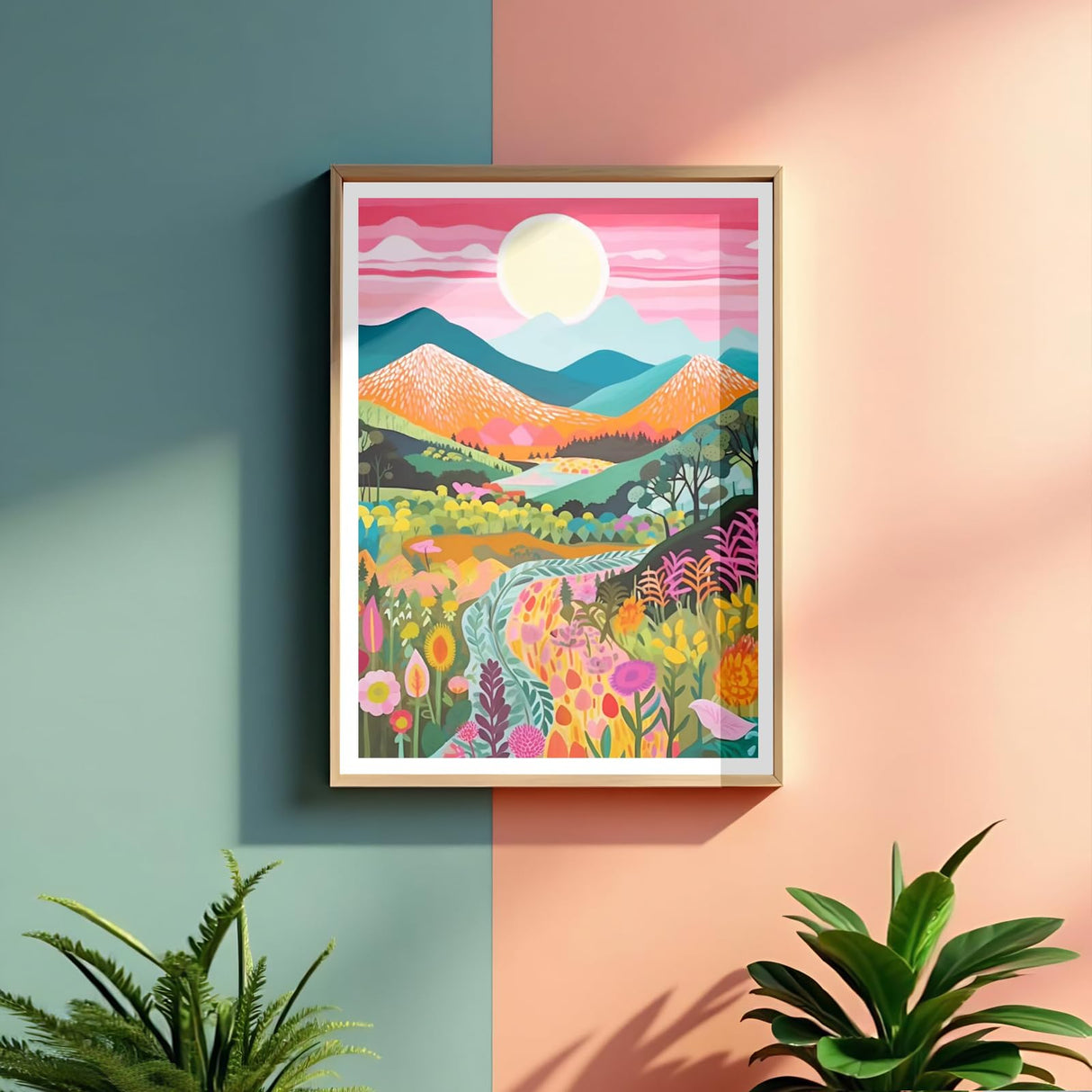 5D Diamond Painting Kits for Adults Beginners Mountain Flower DIY Diamond Art Kits with Tools Full Drill Round Diamond Dots Craft paint by diamonds Gem Art for Home Wall Decor Gifts (16"x12") (DP1795) GCEOSINI