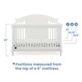 Delta Children Simmons Kids Juliette 6-in-1 Convertible Crib with Toddler Rail, Greenguard Gold Certified, Bianca White Delta Children