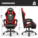 N-GEN GAMING Video Gaming Chair with Footrest High Back Ergonomic Comfortable Office Computer Desk with Lumbar Support Height Adjustable with PU Leather Recliner for Adults Women Men (Red) N-GEN GAMING