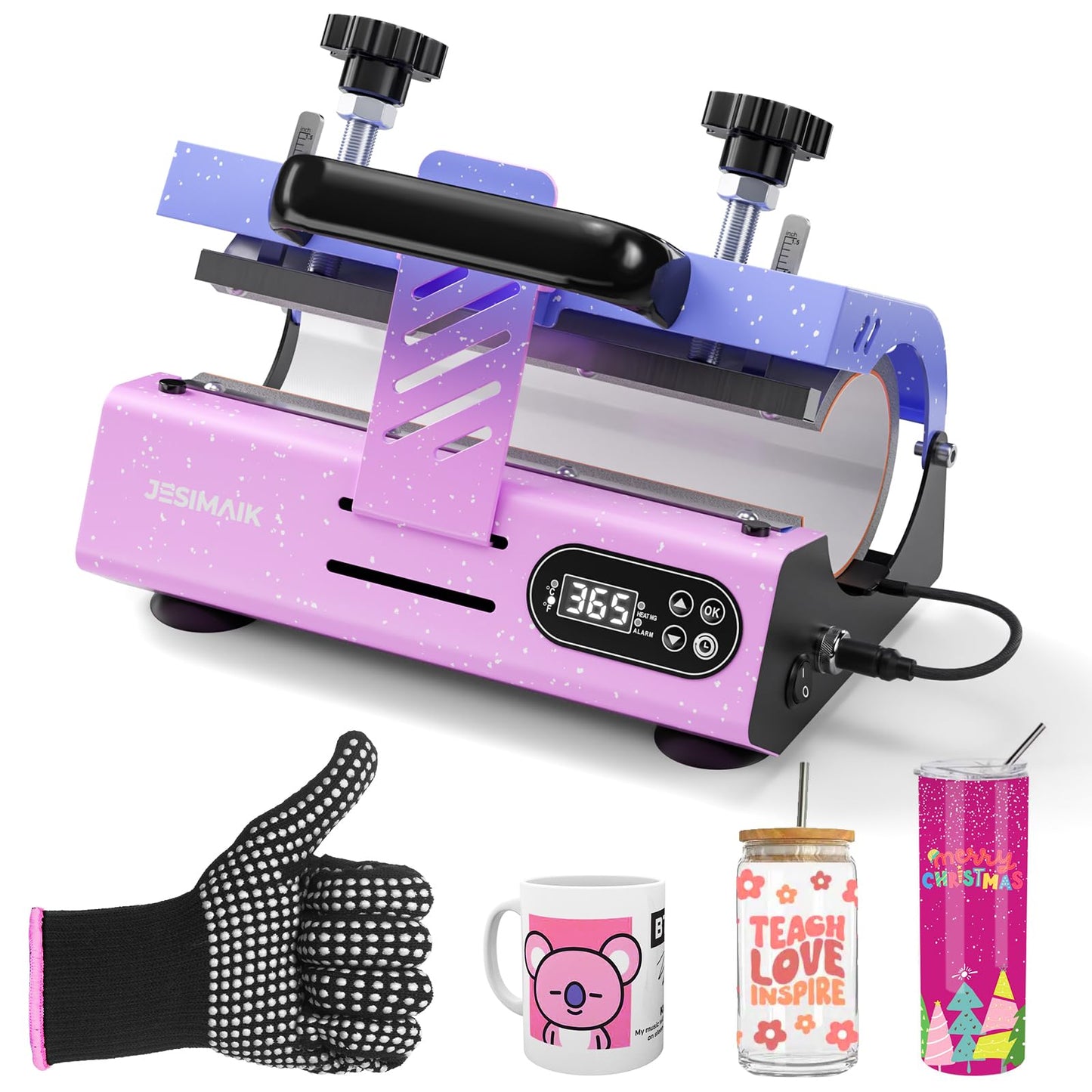 JESIMAIK Tumbler Heat Press Machine for 20-30oz Sublimation Blank Skinny Tumblers&Glass Cups,Even Heating Mug Press with Pressure&Temp&Timer Setting for 11-16oz Coffee Mug-Starry Purple - WoodArtSupply