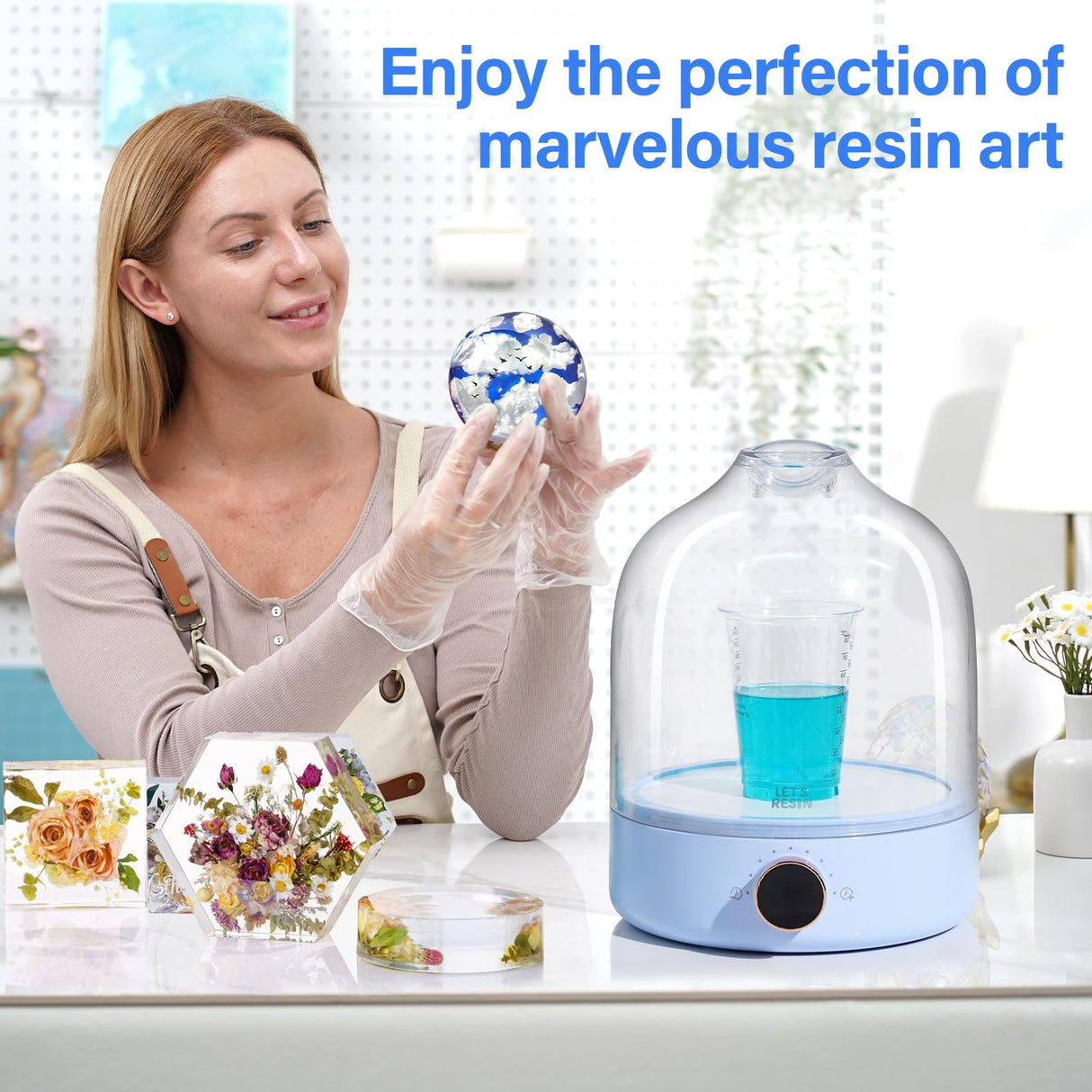 LET’S Resin Upgraded Resin Bubble Remover, Eliminate 99% Bubble in 5-9 Minutes, 99Kpa with Digital Display，Bigger Capacity, Auto Vent, Timer for Epoxy Resin Casting, Resin Art Crafts, Jewelry Making LET'S RESIN